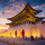 Gyeongbokgung Palace in sunset is beautiful, Seoul, South Korea.